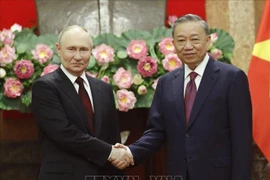 Le président russe Vladimir Poutine (droite) et le secrétaire général du Parti, président Tô Lâm. Photo : VNA