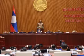 Lors d'une session de l"AN du Laos. Photo : VNA