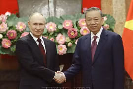 Le président russe Vladimir Poutine (droite) et le secrétaire général du Parti, président Tô Lâm. Photo : VNA