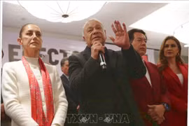 La présidente élue Claudia Sheinbaum et le secrétaire général du Parti travailliste (PT) du Mexique, Alberto Anaya Gutiérrez. Photo : VNA