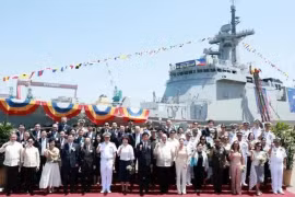 Lors de la cérémonie de lancement de BRP Miguel Malvar. (Photo gracieuseté de HHI)