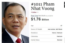 Un Vietnamien dans le classement mondial des milliardaires en 2016 