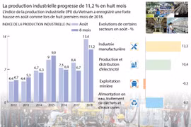 [Infographie] La production industrielle progresse de 11,2 % en huit mois 