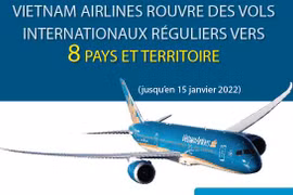 Vietnam Airlines rouvre des vols internationaux réguliers vers 8 pays et territoire