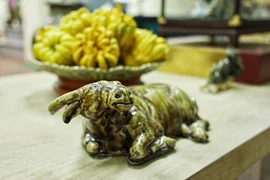 Collection de buffles en céramique de l'artisan Tran Nam Tuoc