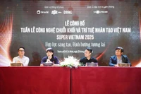 La conférence de presse tenue à Hô Chi Minh-Ville le 23 avril sur la Semaine vietnamienne de la blockchain et de l'IA (Super Vietnam 2025). Photo : VNA
