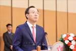 Doàn Trung Kiên, vice-président du Comité populaire provincial, s'exprime à la 13ᵉ Conférence sur la coopération et le développement des provinces frontalières Vietnam-Cambodge. Photo: VNA