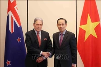 Le ministre des Affaires étrangères, Lê Hoài Trung (à droite) et son homologie néo-zélandais Winston Peters, à Hanoi, le 26 novembre. Photo : VNA