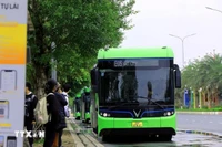 À Hanoï, à partir de mai 2025, la ville compte déjà 15 lignes de bus électriques en service, avec un total de 236 véhicules. Photo: VNA