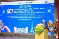 Georges-Fabrice Blum, Fédérateur Santé à l’Export auprès du Ministre de l'Europe et des Affaires étrangères s'exprime lors de la cérémonie. Photo: UMH