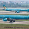 Un avion de Vietnam Airlines dans un aéroport au Vietnam. (Photo : Vietnam+)