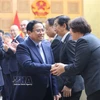 Le Premier ministre et des représentants d'entreprises japonaises. Photo : VNA