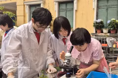 Des enseignants guident les élèves dans la découverte des applications scientifiques. Photo : VNA.