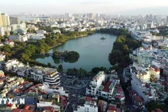 Le lac Hoàn Kiêm au cœur de Hanoi vu d’en haut. Photo : VNA 