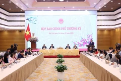 Panorama du point presse. Photo: VNA