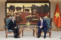 Le Premier ministre Pham Minh Chinh (droite) reçoit l’ambassadeur d’Indonésie au Vietnam. Photo: VNA