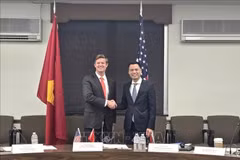 Le vice-ministre des Affaires étrangères, Dang Hoang Giang (à droite), et le secrétaire d'État adjoint américain par intérim, Fleet White. Photo : VNA