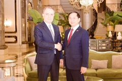 Le vice-Premier ministre et ministre des Affaires étrangères du Vietnam, Bui Thanh Son (à droite), et le chef de la diplomatie azerbaïdjanaise, Djeyhoun Baïramov. Photo : baochinhphu.vn