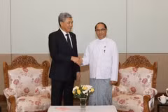 Le ministre malaisien des Affaires étrangères, Datuk Seri Mohamad Hasan (à gauche), et son homologue birman U Tin Maung Swe à Nay Pyi Taw, le 19 mai 2026. Photo : ministère birman des Affaires étrangères