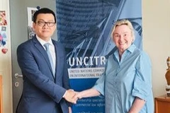 L'ambassadeur Vu Lê Thai Hoàng, chef de la Mission permanente du Vietnam auprès des Nations Unies et des organisations internationales à Vienne et Anna Joubin-Bret, secrétaire de la Commission des Nations Unies pour le droit commercial international (CNUDCI). Photo: VNA
