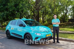 Green SM, le service de taxis 100 % électriques pionnier de la Société par actions GSM (Green-Smart-Mobility), est officiellement lancé à Bekasi, en Indonésie. Photo: Bnews