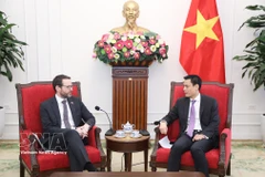 Le vice-ministre des AE Dang Hoang Giang (à droite) et l'ambassadeur du Royaume-Uni, Iain Frew. Photo : VNA