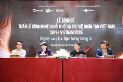 La conférence de presse tenue à Hô Chi Minh-Ville le 23 avril sur la Semaine vietnamienne de la blockchain et de l'IA (Super Vietnam 2025). Photo : VNA