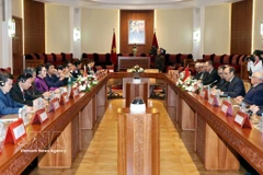 La présidente de l'Assemblée nationale, Nguyen Thi Kim Ngan, s'est entretenue avec le président de la Chambre marocaine, Habib El Malki, lors de sa visite officielle au Royaume du Maroc en 2019. Photo : VNA