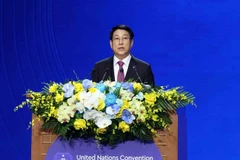 Le président Luong Cuong prononce un discours. Photo: VNA