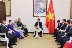 Le président vietnamien, Luong Cuong, rencontre des représentants des familles de personnalités chinoises ayant contribué à l’amitié bilatérale. Photo : VNA