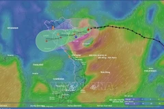 Localisation et direction du typhon n° 3 selon le système de surveillance des catastrophes à 10h00 le 21 juillet. Photo: VNA