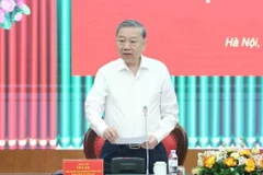 Le secrétaire général du Comité central (CC) du Parti communiste du Vietnam (PCV), To Lam lors de la séance de travail. Photo : VNA
