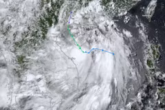 Trajectoire et position du centre du typhon Maysak à 13 h 00 le 3 juillet 2026. Photo : VNA