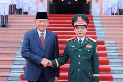 Le ministre vietnamien de la Défense Phan Van Giang (à droite) et son homologue indonésien Sjafrie Sjamsoeddin. Photo : VNA