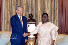 Le secrétaire général du Parti communiste du Vietnam et président de la République To Lam et la présidente indienne Droupadi Murmu. Photo: VNA