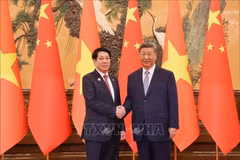 Le président Luong Cuong (gauche) et le secrétaire général du PCC et président chinois Xi Jinping. Photo: VNA
