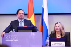 Le Premier ministre Pham Minh Chinh s'exprime à l'Université nationale des sciences et technologies MISIS (NUST MISIS) de Moscou. Photo : VNA