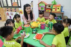 À l'école maternelle Song Mai, dans la ville de Bac Giang, province du même nom. Photo: VNA