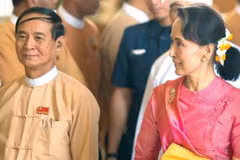 Win Myint et Aung San Suu Kyi lorsqu’ils étaient encore à la tête du Myanmar. Photo: Reuters