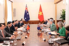 Le vice-Premier ministre et ministre des Affaires étrangères (AE) vietnamien Bùi Thanh Son s'entretien avec la ministre australienne des AE Penny Wong. Photo: VNA