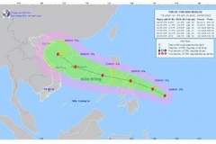 Localisation et direction de la tempête Bualoi. Photo : Centre national de prévision hydrométéorologique