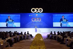 Le Premier ministre Pham Minh Chinh s'exprime lors de CEO 500 - TEA CONNECT, un programme reliant des dirigeants vietnamiens et de Hô Chi Minh-Ville à des cadres de grandes entreprises locales et internationales, le 25 novembre. Photo: VNA