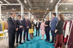 L'ambassadeur du Vietnam en France, Dinh Toàn Thang, des représentants du comité d'organisation et des unités de soutien ont échangé avec les entreprises vietnamiennes présentes au Salon. Photo : VNA