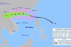 Trajectoire du super typhon Ragasa à 16 heures, le 23 septembre. Photo : VNA