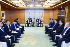 La rencontre entre le Premier ministre Pham Minh Chinh et Shen Bo, vice-président de la Société des Avions Commerciaux de Chine (Commercial Aircraft Corporation of China-COMAC). Photo : VNA