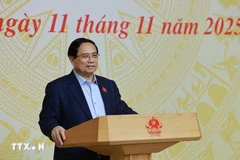 Le Premier ministre Pham Minh Chinh s'exprime. Photo: VNA