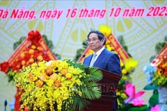 Le Premier ministre Pham Minh Chinh s'exprime lors de la cérémonie. Photo: VNA