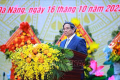 Le Premier ministre Pham Minh Chinh s'exprime lors de la cérémonie. Photo: VNA
