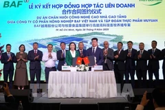 Lors de la cérémonie de signature entre la société par actions d’agriculture BAF du Vietnam et le groupe alimentaire Muyuan de Chine, le 28 septembre à Hô Chi Minh-Ville. Photo : VNA