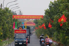La communication est menée au moyen de banderoles et de véhicules mobiles dans la commune de Vinh Vien, ville de Can Tho. Photo : VNA 